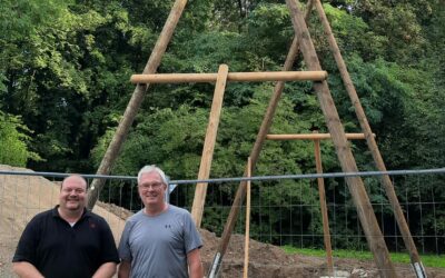 Bauarbeiten des Spielplatzes am Karthäuser Waldrand kommen gut voran